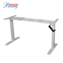 2021 Ergonomic Sit Stand Office Desk Hand Crank Height Adjustable Standing Desk with Recoverable Handle/